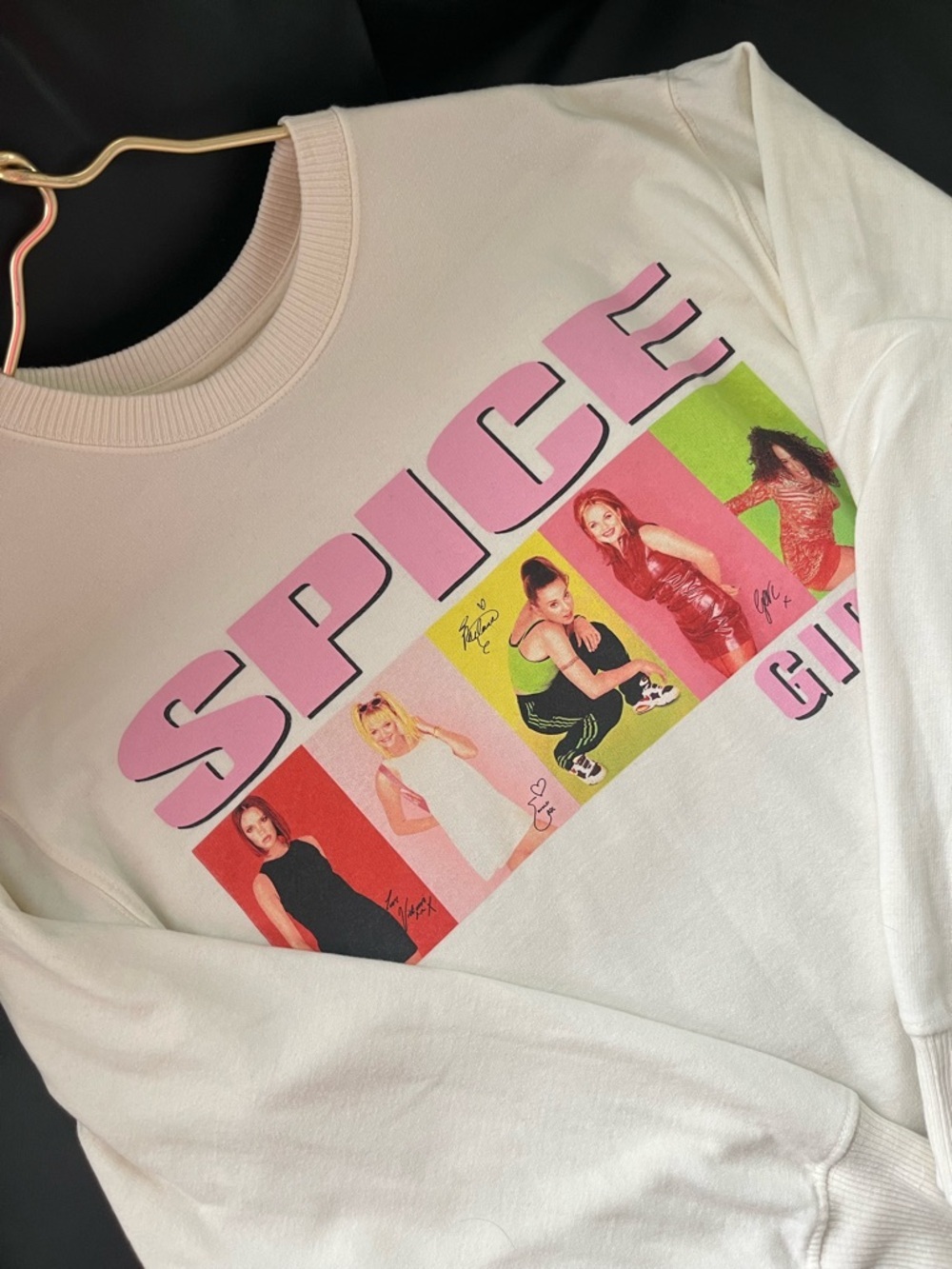 Hollister Cream & Pink retro 90s Graphic Spice Crewneck size XXS Oversize - Picture 13 of 14